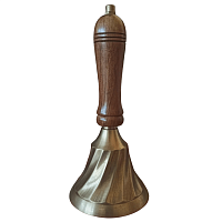 Колокольчик латунный с деревянной ручкой (антик), 17 х 7,5  k04